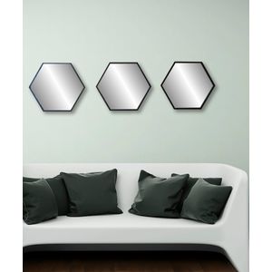Set x 3 Espejos Hexagonal Negro - Decasa
