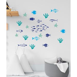 Vinilo Decorativo Pescados Y Plantas Marinas - Adazio