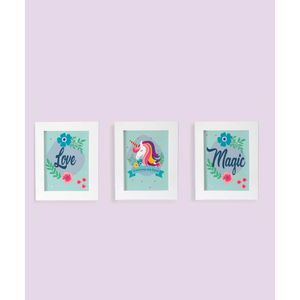 Set x 3 Cuadros Unicornios Are Real-Love-Magic - Gama Digital