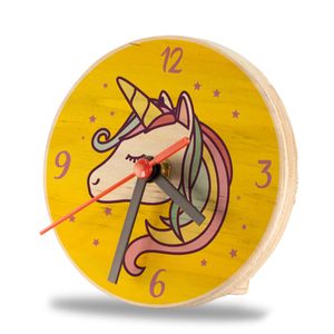 Reloj De Mesa Unicornio Amarillo 12 x 12 cm - Gama Digital