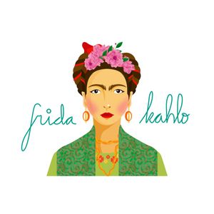 Vinilo Frida Kahlo Flores Rosadas - Gama Digital