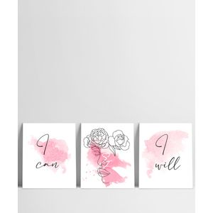 Set x 3 Cuadros Frases I Can I Will - Gama Digital