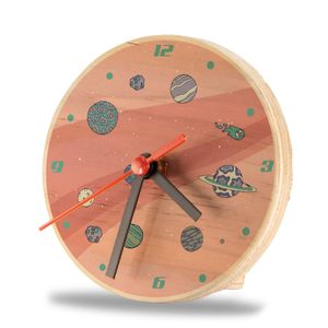 Reloj De Mesa Planetas En Rosa 12 x 12 cm - Gama Digital