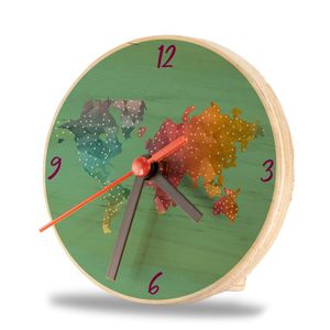 Reloj De Mesa Mapamundi Acuarela 12 x 12 cm - Gama Digital