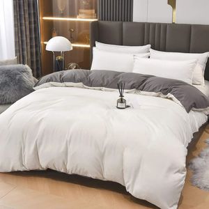 Duvet Bicolor Blanco / Gris Oscuro Queen