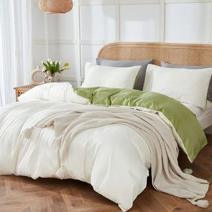 Duvet Bicolor Crema / Verde Sencillo