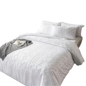 Duvet Tufted Blanco Con Rombos En Relieve Queen