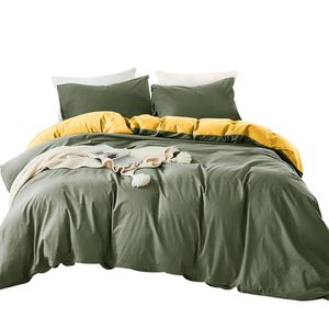 Duvet Bicolor Verde Militar / Mostaza Sencillo