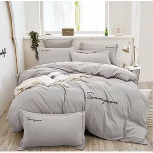 Duvet Sampson Bordado Gris Claro Doble