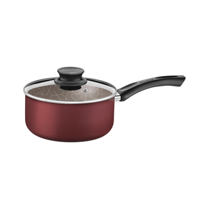 Olla Tramontina Paris en Aluminio con Revestimiento Interno y Externo Antiadherente Starflon Max Rojo con Tapa de Vidrio 16 cm 1,5 L