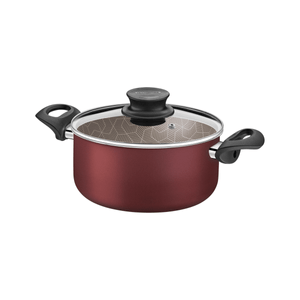 Cacerola Tramontina Paris en Aluminio con Revestimiento Interno y Externo Antiadherente Starflon Max Rojo con Tapa de Vidrio 20 cm 2,9 L