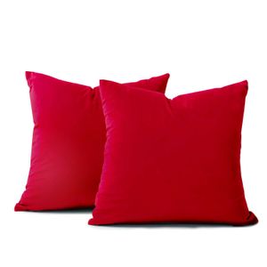 Cojin X2 Decorativo Cuadrado En Tela Rojo