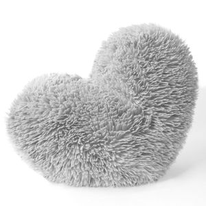 Cojín Decorativo Peludo Corazón Gris Claro-BANZAY