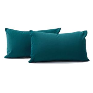 Kit x2 Funda para Cojin Almohada Tela 70x50 Azul Pétroleo-BANZAY