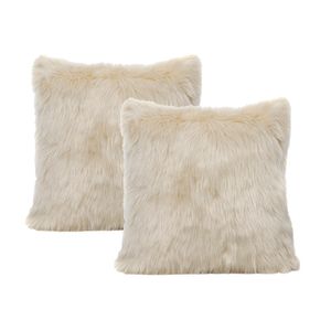 Kit X 2 Fundas Cojines Peluche Largo Crema-BANZAY