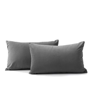 Kit x2 Funda para Cojin Almohada Tela 70x50 Gris Oscuro-BANZAY