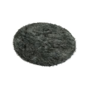 Tapete Antideslizante Peludo 100 cm Redondo Gris-BANZAY