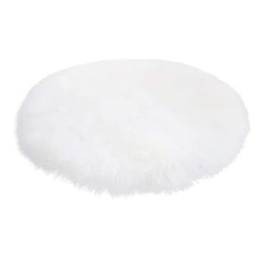 Tapete Antideslizante Peludo 100 cm Redondo Blanco-BANZAY