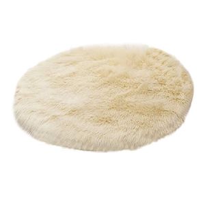 Tapete Antideslizante Peludo 100 cm Redondo Crema-BANZAY