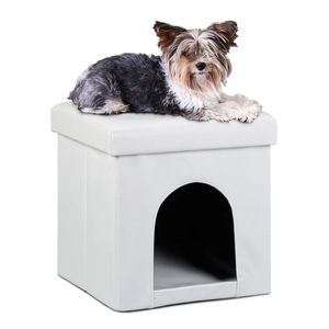 Casa Puff Cubo Mascotas Pequeñas Blanco-BANZAY