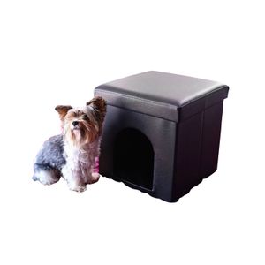 Casa Puff Cubo Mascotas Pequeñas Negro-BANZAY