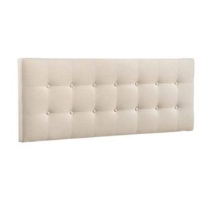 Cabecero Tapizado Base Cama Sencilla Cuadros Beige-BANZAY