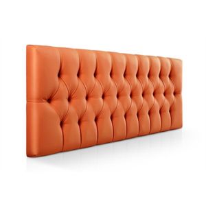 Cabecero Tapizado Base Cama Semi Doble Rombos Naranja-BANZAY