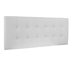 Cabecero Tapizado Base Cama Doble Cuadros Blanco-BANZAY