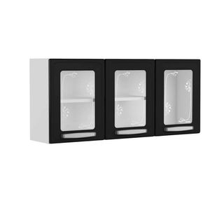 Mueble Superior de Cocina tres Puertas de Vidrio Bertolini Plus Negro