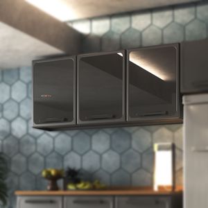 Gabinete superior de cocina 120cm en Acero 3 puertas Gris