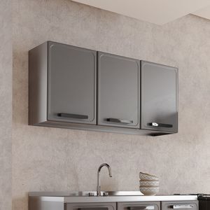 Gabinete superior de cocina Sin Vidrio 120cm en Acero 3 puertas Gris