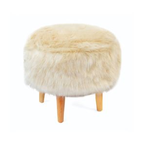 Silla Puff Auxiliar Peluche Beige-BANZAY