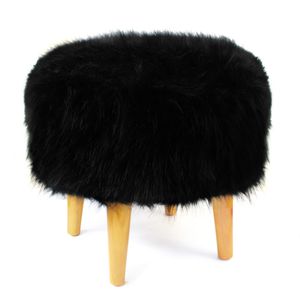 Silla Puff Auxiliar Peluche Negro-BANZAY