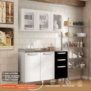 Cocina Integral Evidence Bertolini 1,20m - Blanco con Negro