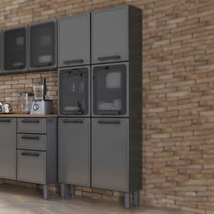 Despensa de cocina en acero 80cm 6 puertas Gris