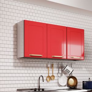 Gabinete superior de cocina 105cm Bertolini en acero al carbono Rojo