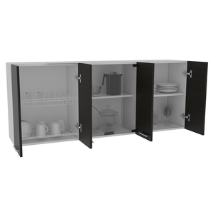 Gabinete Superior Cocina 150 Vidrio RTA Blanco + Wengue