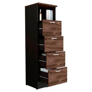 Archivador Home Office 4 Cajones + Repisa RTA Wengue Coñac