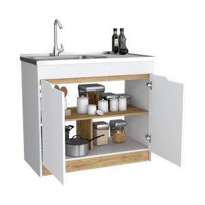 Mueble Inferior Cocina Soler 89X100 RTA Blanco Macadamia