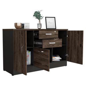 Gabinete Home Office 2 Cajones 3 Puerta RTA Wengue Coñac