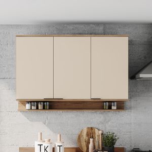 Mueble Superior Multiuso Cocina 120 cm MDP 3 Puertas Freijo offwhite