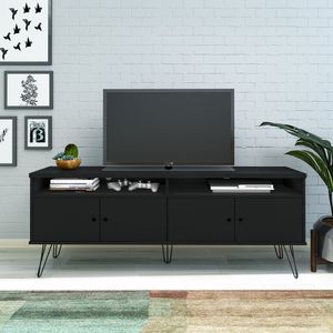 Mueble de TV 60"  en MDP 160cm para de acero negro