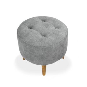 Puff Redondo Capitoneado 4 patas (40x40x40) Gris  - DKO DESING SAS
