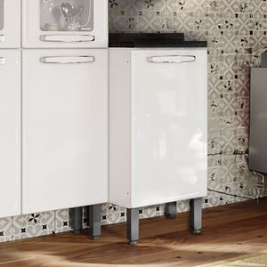 Mueble inferior de cocina en acero 40cm 1 puerta Blanco