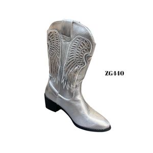 Bota texana plateado detalles tornasol