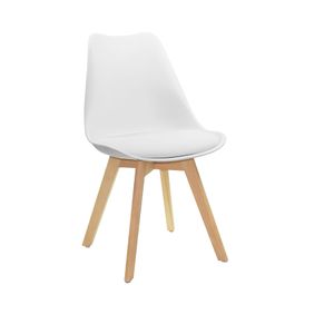 Set X4 unidades Silla Comedor Blanca Patas Café