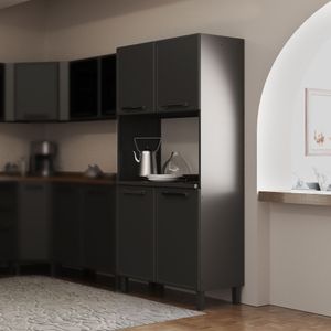 Despensa de cocina en acero 80cm 4 puertas incluye mesón Gris