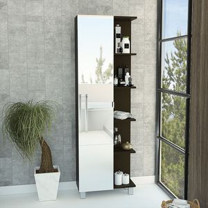 Mueble Esquinero para Baño con Espejo Facto Bertolini Color Wengue