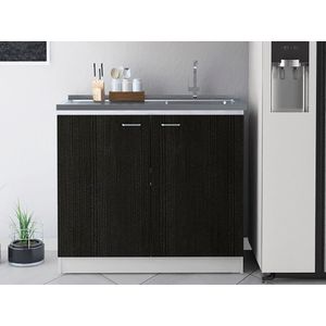 Mueble Inferior de Cocina Kit Lavaplatos Nipol Bertolini Color Blanco y Wengue