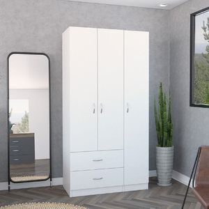 Armario Closet Organizador 3 puertas 2 cajones Mistico Blanco